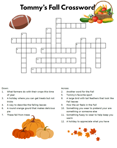 Tommy's Fall Crossword Tommy's Fall Crossword