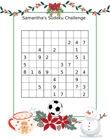 Samantha's Winter Day Sudoku Challenge Samantha's Winter Day Sudoku Challenge