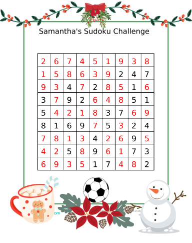 Samantha's Winter Day Sudoku Samantha's Winter Day Sudoku